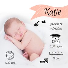 Foto geboortekaartje met illustraties