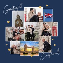 Foto vakantiekaart uit Engeland fotocollage hartjes