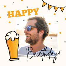 Fotokaart verjaardag bier man happy beerthday confetti foto