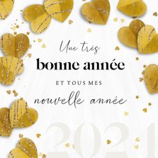 Franse nieuwjaarskaart met hartjes confetti goudlook