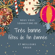 Franse nieuwjaarskaart met kerstboom kerstbal