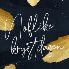 Friese kerstkaart noflike krystdagen donkerblauw goud