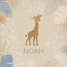 Geboortekaart blauw met girafje 