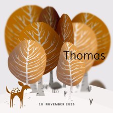 Geboortekaart bos - hertje - bomen - herfst