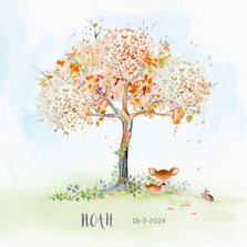 Geboortekaart hertje boom herfst