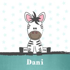 Geboortekaart met illustratie van een schattige baby zebra