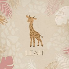 Geboortekaart oudroze met girafje