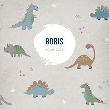 Geboortekaartje blauw dinosaurussen