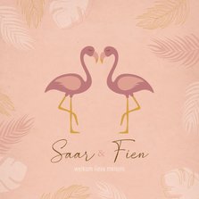 Geboortekaartje flamingo's tweeling