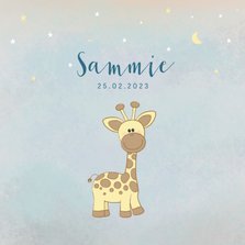 Geboortekaartje jongen blauw met een girafje