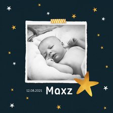 Geboortekaartje jongen met sterren en eigen foto