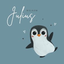 Geboortekaartje jongen pinguin hartjes lief