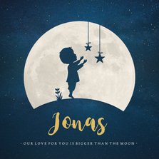 Geboortekaartje Jongen - silhouet met maan en sterren