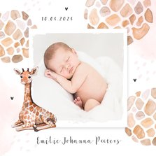 Geboortekaartje meisje dierenprint giraf foto