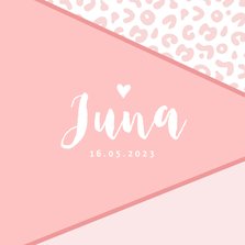 Geboortekaartje meisje roze panterprint hartje foto