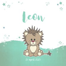 Geboortekaartje met een stoere lieve leeuw met sterren
