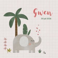 Geboortekaartje met olifant en confetti