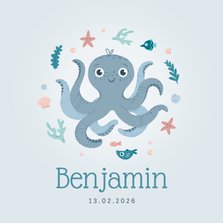 Geboortekaartje octopus oceaan jongen zeester