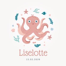 Geboortekaartje octopus oceaan meisje zeester