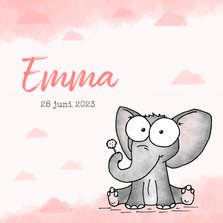 Geboortekaartje roze - Lief klein olifantje