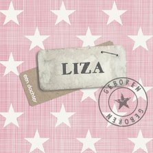 Geboortekaartje ster roze Liza