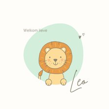 Geboortekaartjes - Leeuw met mint vlek en hartjes