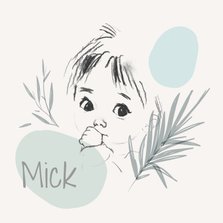 Geboortekaartjes - Pentekening met vlakken jongen