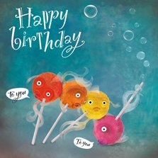 Gekke vissen die iemand een fijne verjaardag wensen