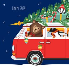 Gelukkig nieuwjaar voor iedereen vanuit een gezellige VW-bus