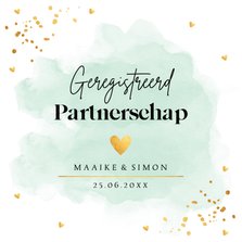 Geregistreerd partnerschap uitnodiging watercolour mintgroen