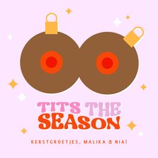 Grappige kerstkaart 'Tits the season' borsten kerstballen 