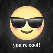 Grappige valentijnskaart you're cool emoji met zonnebril