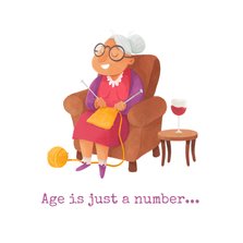 Grappige verjaardagskaart oude dame wijn humor