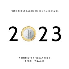 Grappige zakelijke nieuwjaarskaart jaartal 2023 met euro