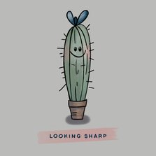 Grappige zomaar-kaart met cactus om een compliment te geven