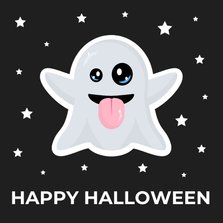 Halloween kaartje met emoji spookje en sterren