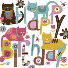 Happy Birthday tekst met leuke katten