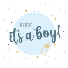 Hooray it's a boy! - felicitatiekaart geboorte