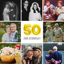 Huwelijksjubileum uitnodiging fotocollage 50 jaar getrouwd