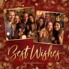Internationale nieuwjaarskaart 'Best Wishes' - rood met foto