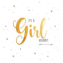 It's a girl-gold felicitatie kaart geboorte