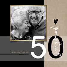 Jubileum 50 jaar getrouwd, zwart met craft papier look