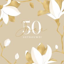 Jubileum botanisch stijlvol zandkleur goud-witte magnolia's