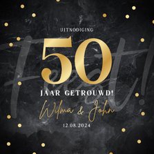 Jubileum uitnodiging 50 jaar getrouwd gouden confetti