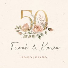 Jubileum uitnodiging 50 jaar klassiek met bloemen