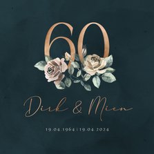 Jubileum uitnodiging 60 jaar klassiek met bloemen