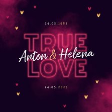Jubileum uitnodiging true love neon hartjes
