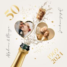 Jubileumfeest champagne uitnodiging hartjes liefde foto