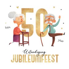Jubileumkaart 50 jaar getrouwd humor oudjes