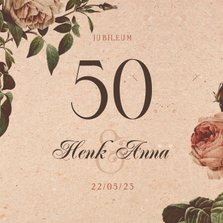 Jubileumkaart 50 jaar vintage met bloemen